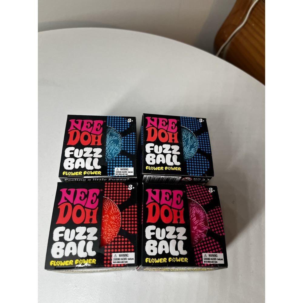 LOT OF 4 Nee Doh Needoh FUZZ BALL Flower Power The Velvet Squeeze Fuzzball NEW - Picture 2 of 8
